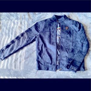 Brand new suede blue leather jacket.